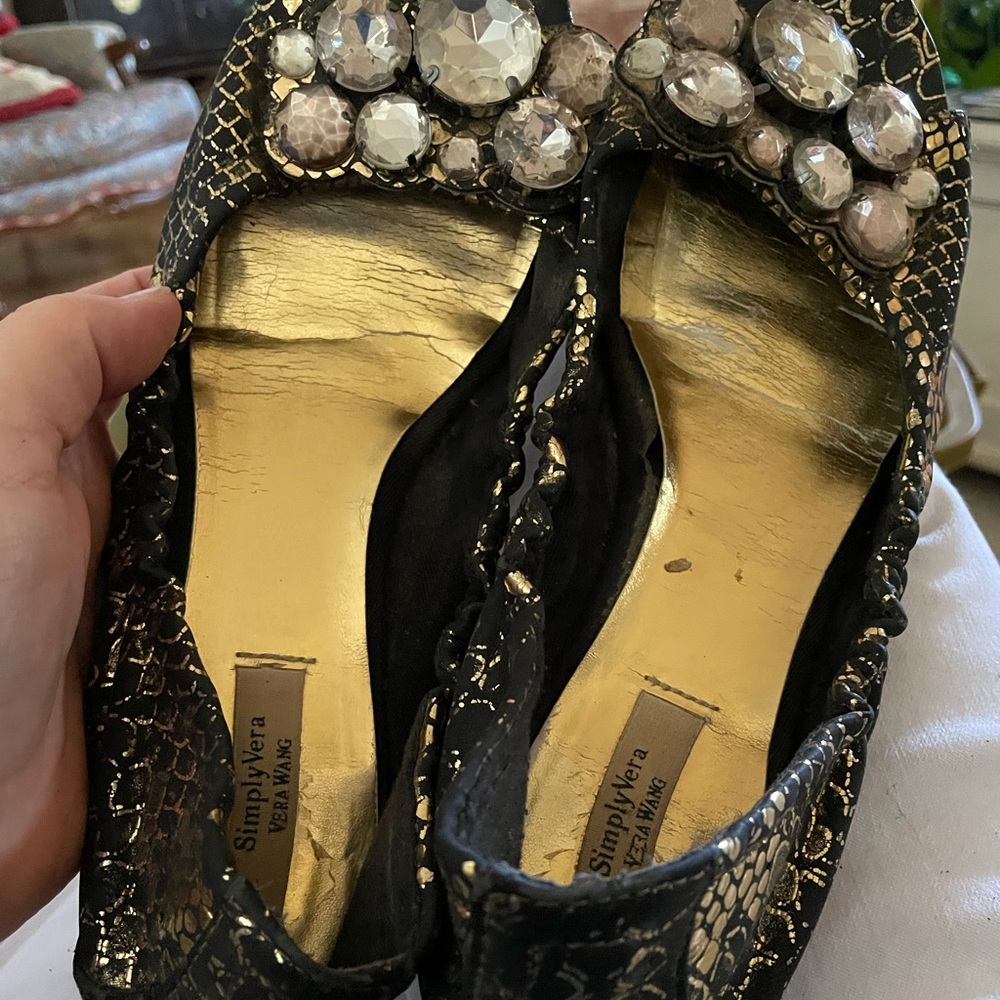 Peep toe Bling flats